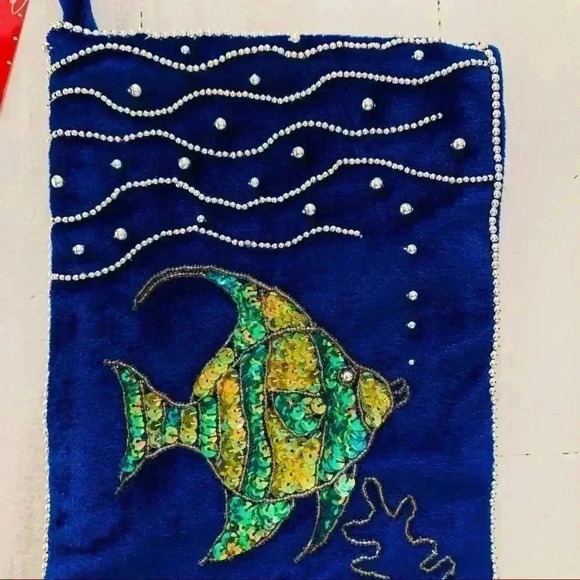 Under The Sea Stocking w/ pearl beads and sequins - Picture 2 of 7